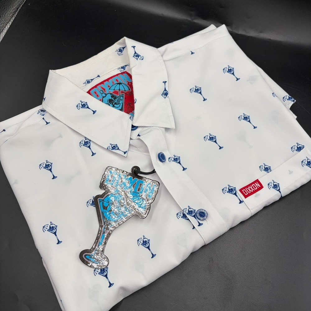 Dixxon Flannel Co. Shirt Mens XL White The Gnartini Print Short Sleeve Button Up
